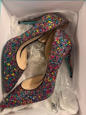 Betsey Johnson Multicolor Jeweled Pointed-Toe Stilettos